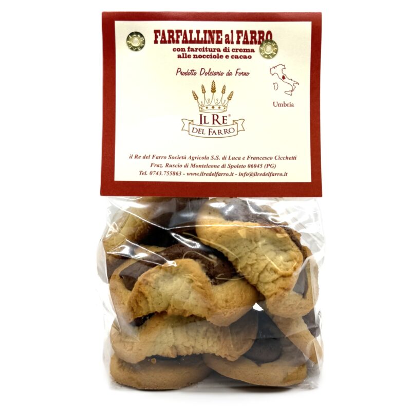 Farfalline al Farro con farcitura di crema alle nocciole e cacao